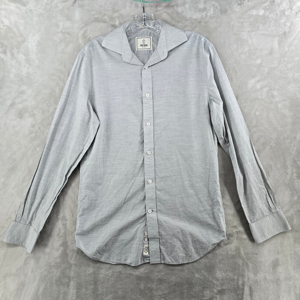 Todd Snyder Button Up Shirt Mens 14.5 32/33 Gray Slub Long Sleeve